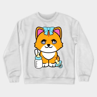 Cute orange cat Gender reveal - its a boy Crewneck Sweatshirt